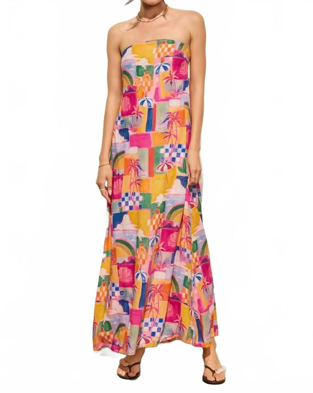 NEW DRESS FORUM strapless tie back maxi dress in island bahamas